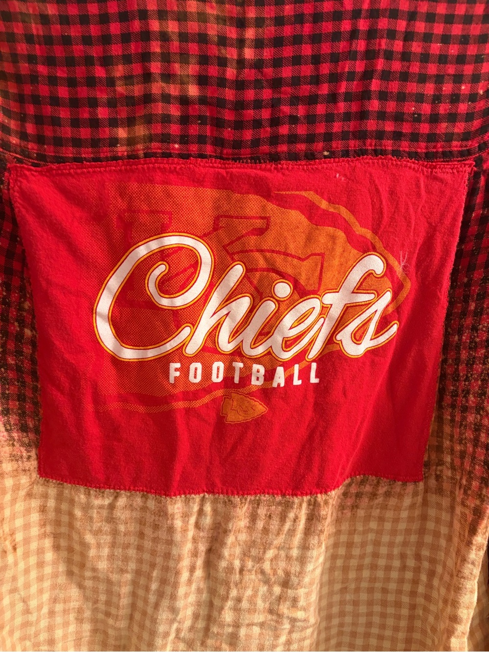 Custom Kansas City Chiefs Bleach Dipped Plannel Flannel Top M - Picture 5 of 7
